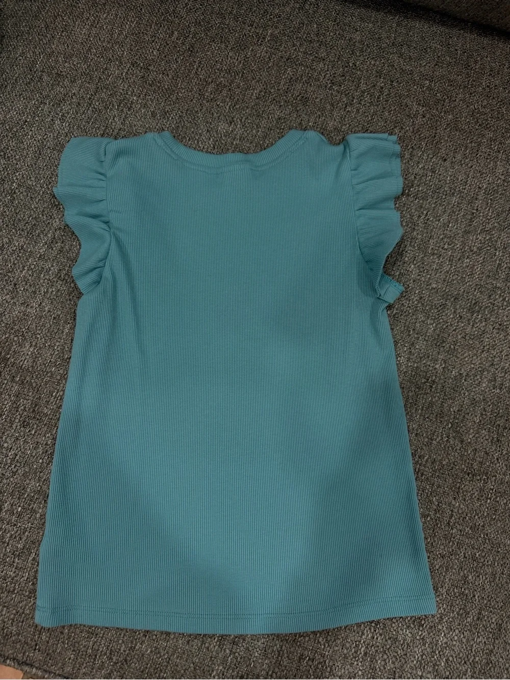 Cat & Jack Teal Ribbed Ruffle-Sleeve Tank Top